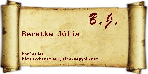 Beretka Júlia névjegykártya