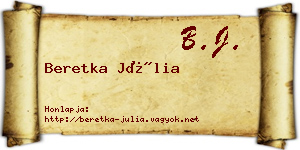 Beretka Júlia névjegykártya